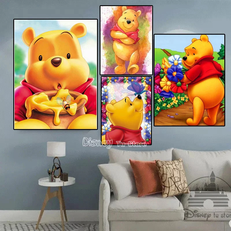 

Cartoon Winnie The Pooh Disney 5d Diy Diamond Painting Portrait Full Square Diamond Embroidery Children'S Room Decoration