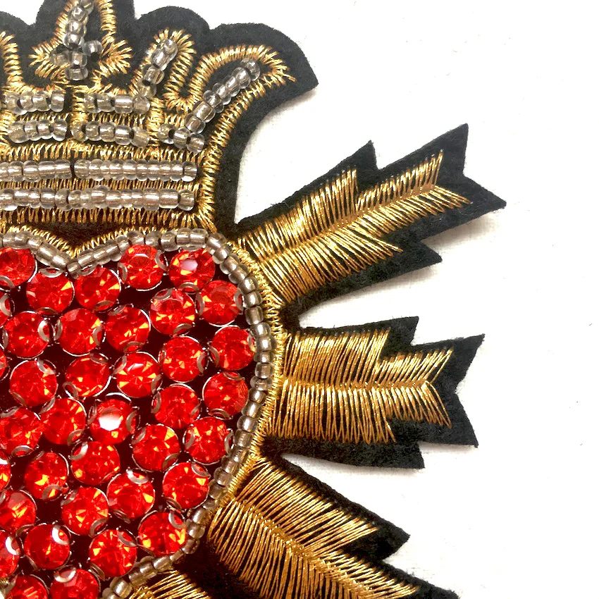 1Piece Gold Crown Love Heart Rhinestone Beaded Patches Sewing on Bead Applique for Clothes Shoes Bags LSHB721 | Дом и сад