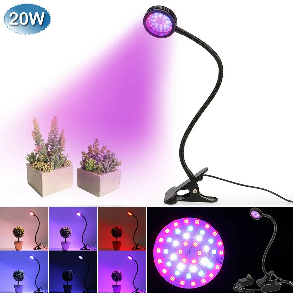 

Desk Flower 44 LEDs Plant Adjustable With Plug Grow Light Durable Lamp Indoor Clip On 6W Energy Saving Aluminum