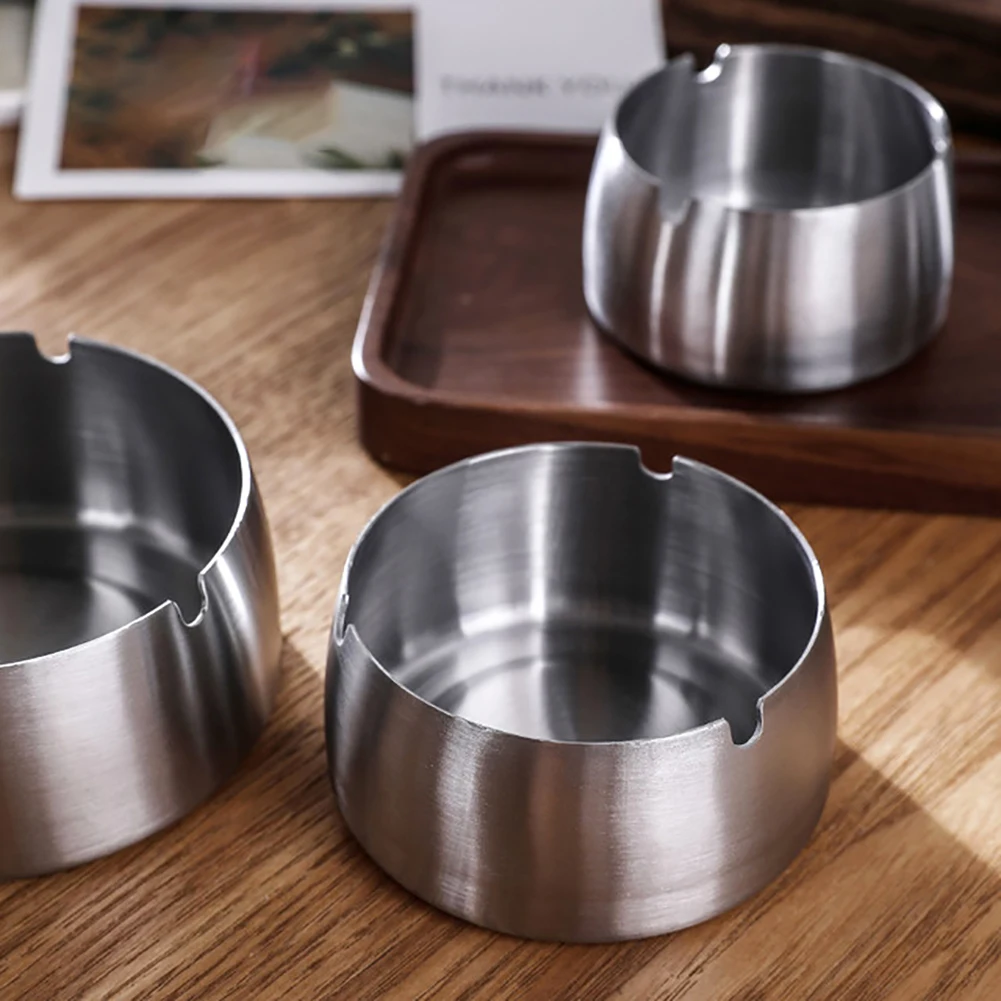 Креативные Круглые устойчивые к высоким температурам пепельницы из нержавеющей
