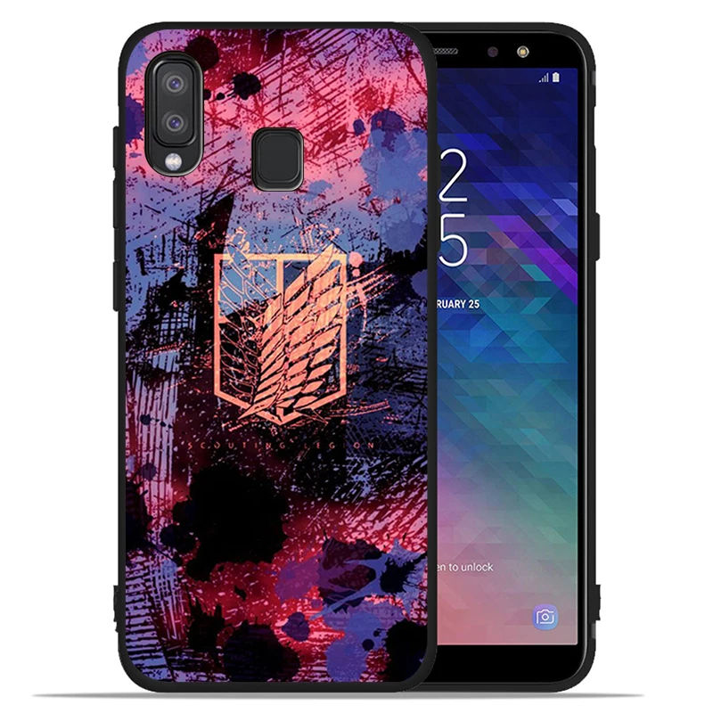 Чехол для телефона Samsung Galaxy A71 A51 A41 A31 A20E A10 A20 A40 A50 A70 M30S M20 A7 A8 A9 черный с аниме Атака
