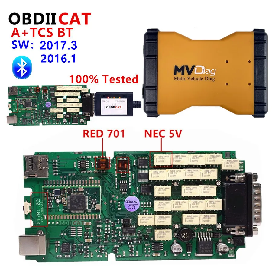 2017.R3 OBDIICAT-MVD с Bluetooth 2016.R1 / 2015.R3 keygen OBD2 диагностический инструмент сканирование тест