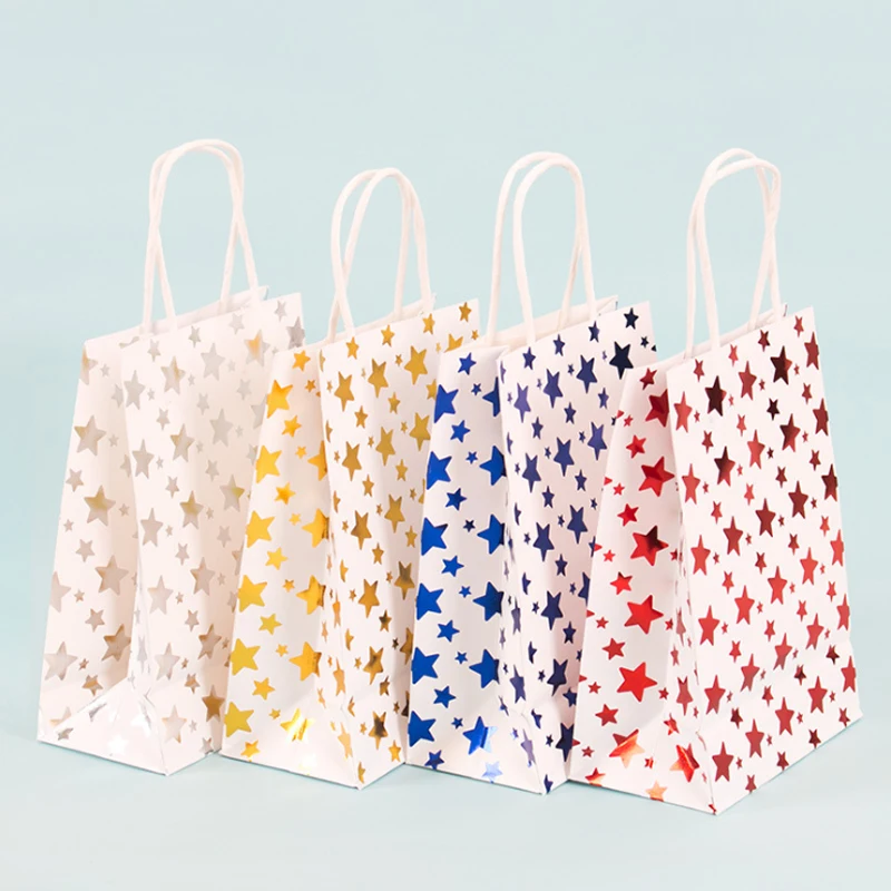 Подарочный пакет в полоску со звездами 10 шт./лот бумажные пакеты для подарков на