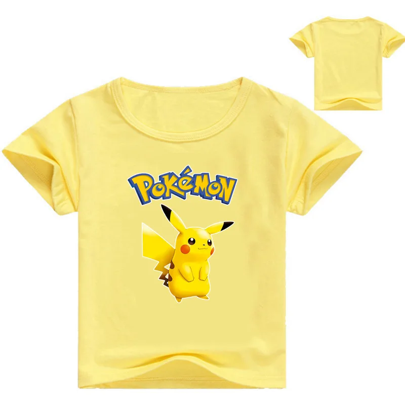 Детская одежда Летняя короткая футболка с 3D принтом pokemon go для мальчиков и