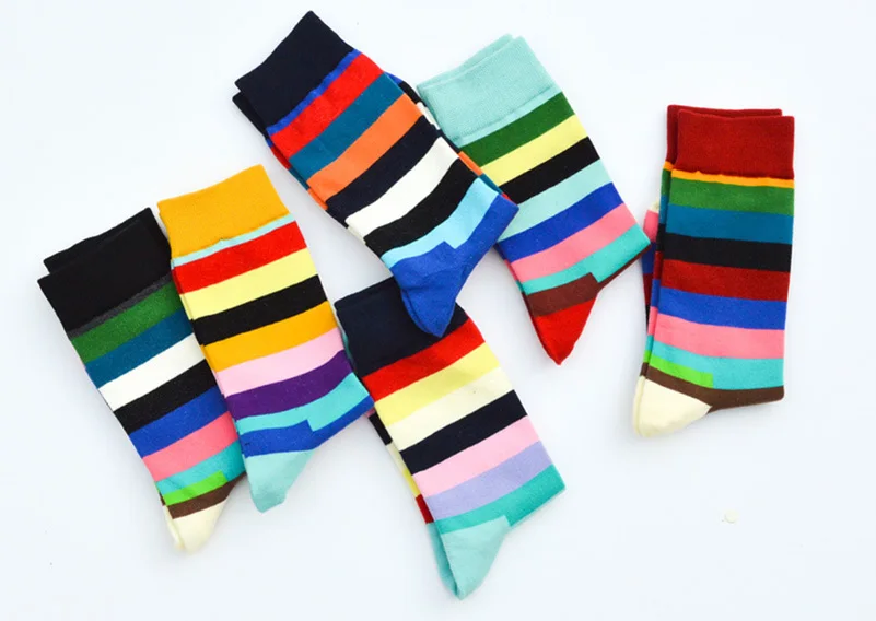 LKWDer 6 пар мужские забавные носки Calcetines Happy носки для мужчин Chaussette Homme красочные полосатые Meias удобные теплые носки