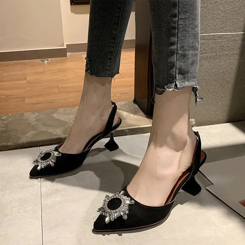 Женские сандалии из ПВХ прозрачные туфли с кристаллами женские тапочки острым