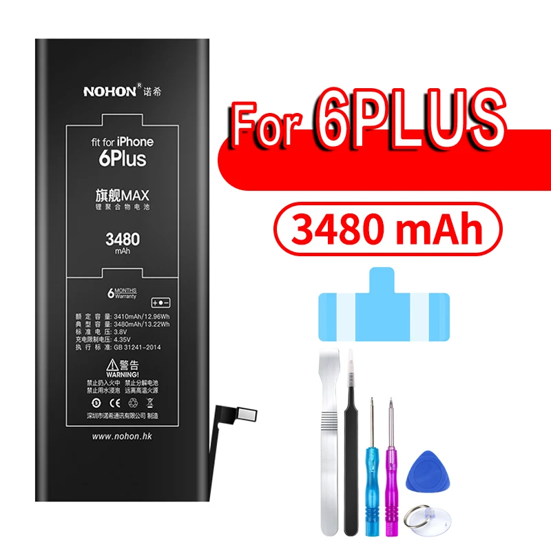 For 6Plus 3480mAh NOHON батарея для Apple iPhone 6 6S 7 8 Plus Xs Max аккумулятор 6Plus 7Plus 8Plus iPhone6 iPhone7 iPhone8 Замена литий-полимерная батарея - Цвет: For 6Plus 3480mAh