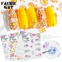 31 types 5d acrylic engraved flower leaf nail art sticker self adhesive embossed outline colorful summer decals nail decorations