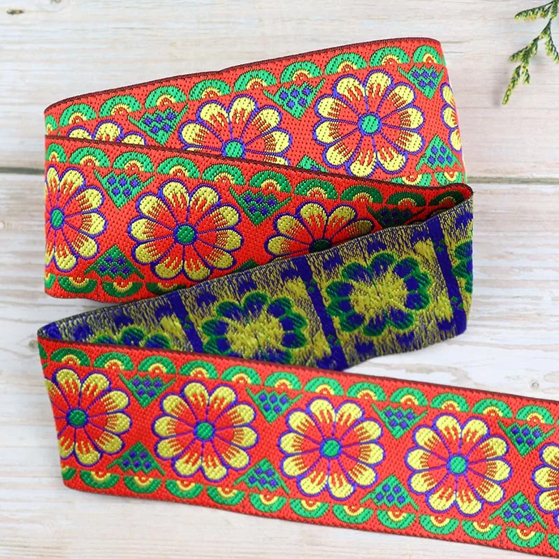 7 ярдов 5 см жаккардовые ленты Beatuful Цветочный узор Тканые кружевная лента с