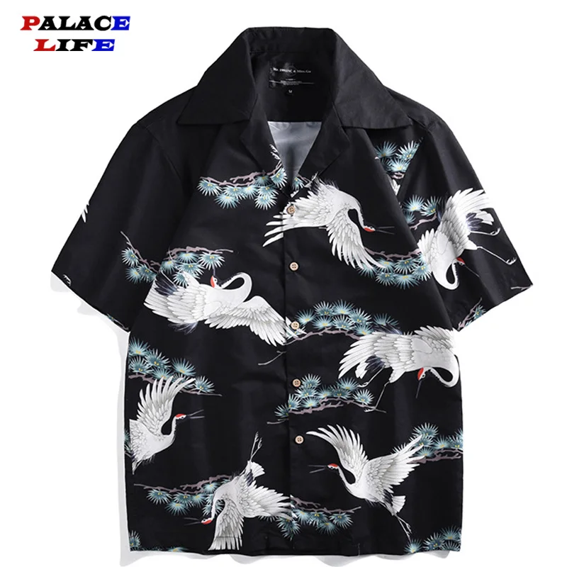 Кардиган с японским принтом журавлей Повседневная Уличная одежда в стиле хип хоп