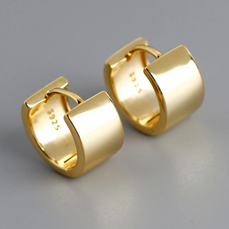 Simple Genuine 925 Sterling Silver Hoop Earrings For Women Girl Gold/Silver Circle Round Minimalist Party Jewelry | Украшения и