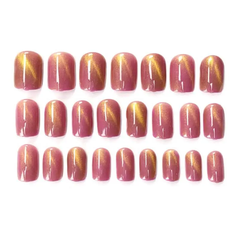 24 шт./компл. накладные ногти кошачий глаз плоские в гробе для дома без