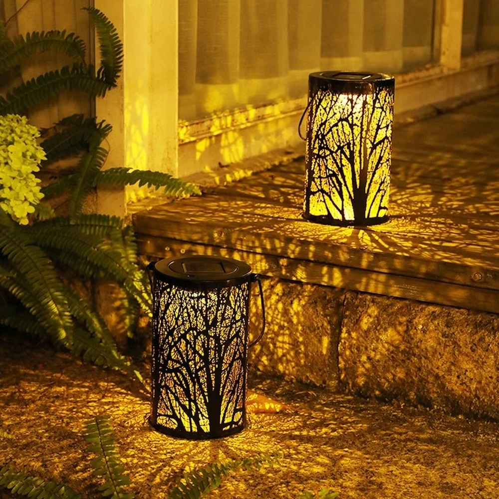 

Waterproof Outdoor Garden Yard Solar Led Light Outdoor Solar Light Flashing Retro Hollow Flame Hanging Lantern Garden Decoration