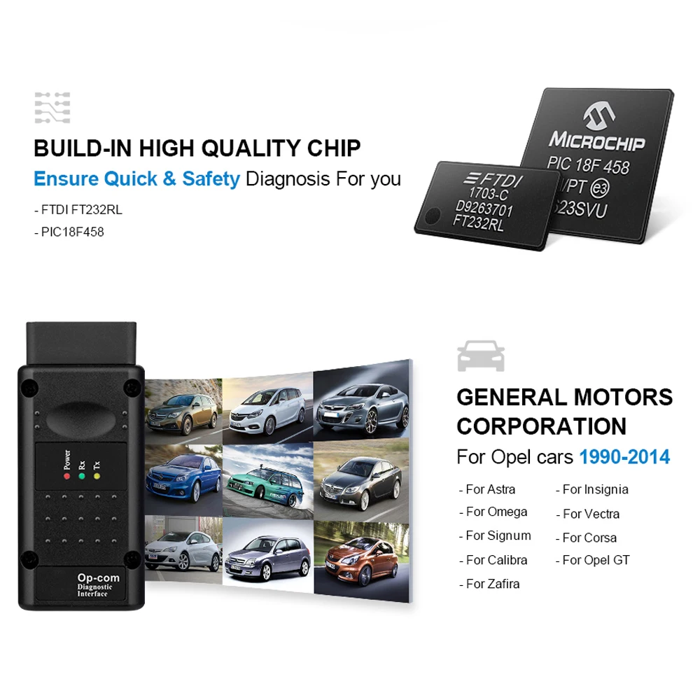 Чип диагностический Op com V1.99 PIC18F458/FTDI Can шина для Opel OBD2 Автомобильный сканер Com 1 99
