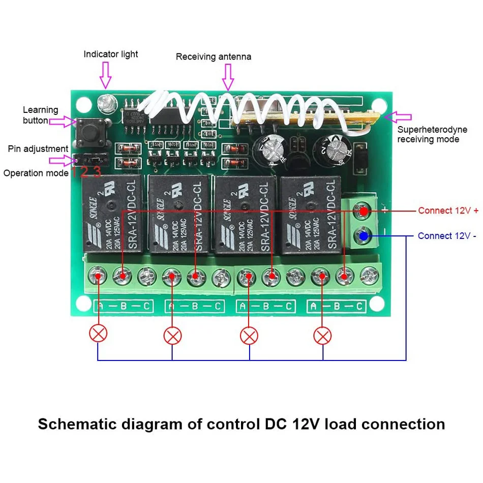 DC 12 В 4-канальный беспроводной пульт дистанционного управления Переключатель 315