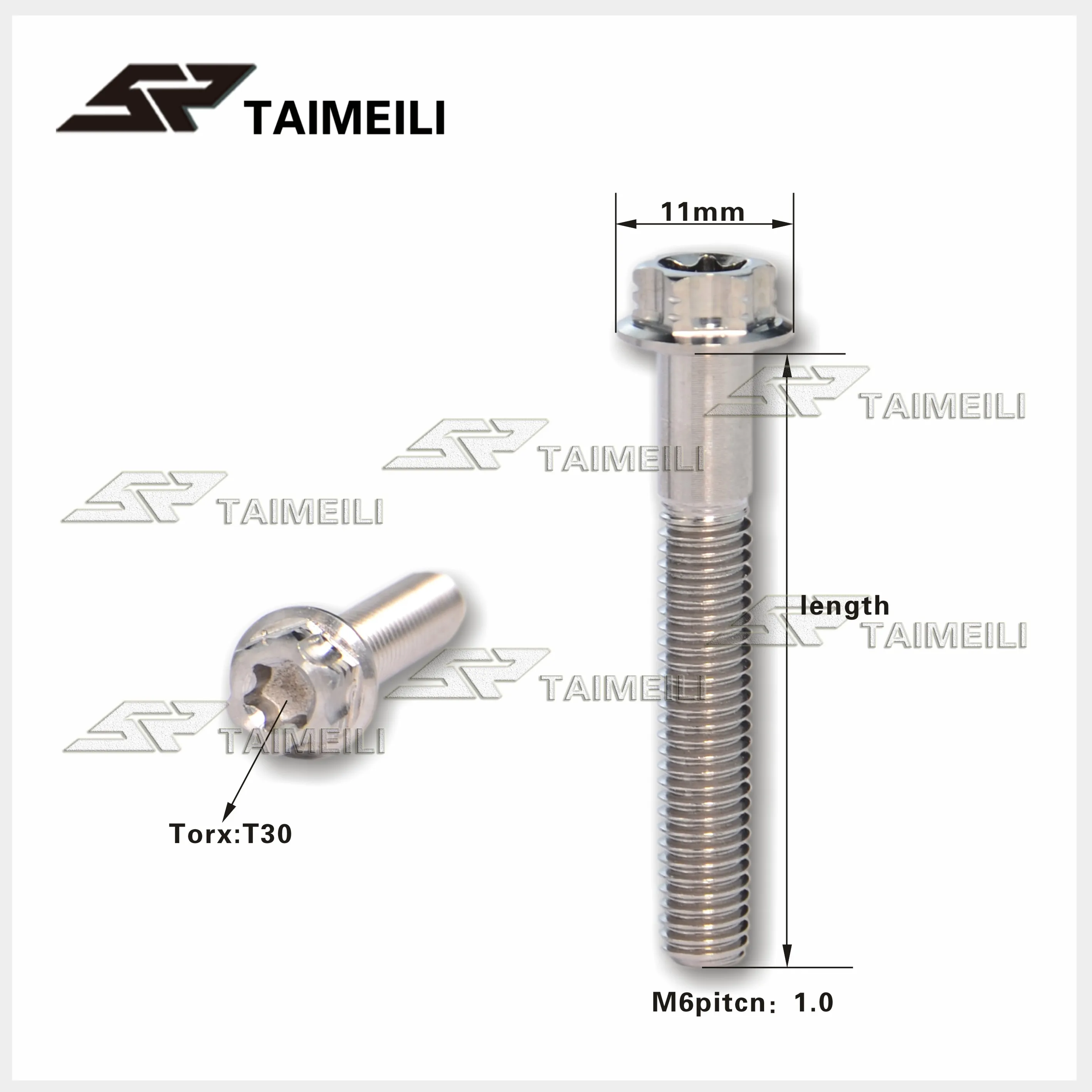 Титановый винт TAIMEILI с фланцевой головкой torx резьбовой шаг m6x15/20/25/30/35 /