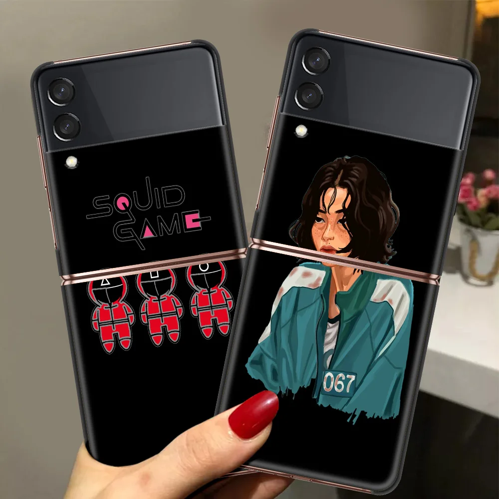 

South Korea Squid Game Luxury Phone Cover For Samsung Galaxy Z Flip Case Black For Samsung Z Flip 3 5G Hard PC Foldable Shell