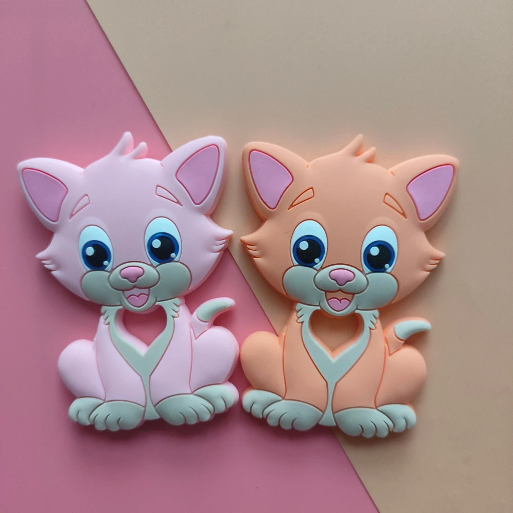 

2pcs Cat Baby Teethers Silicone Teethers For Babies Nurse Accessories Baby Product Baby Teething Ring Health Baby Toys BPA Free