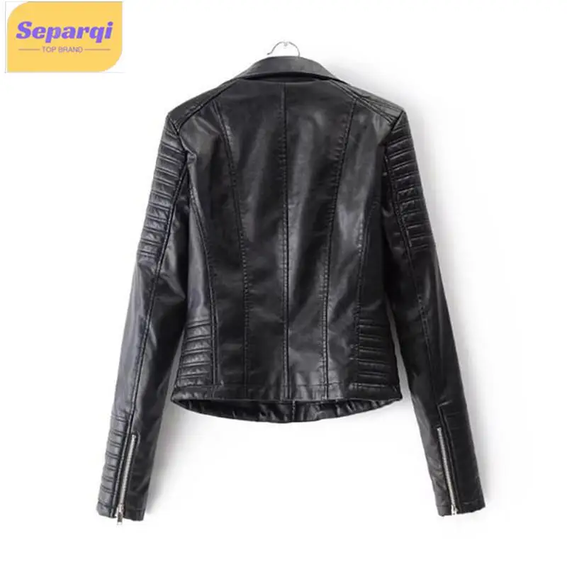 Женская мотоциклетная куртка из искусственной кожи с длинным рукавом | одежда