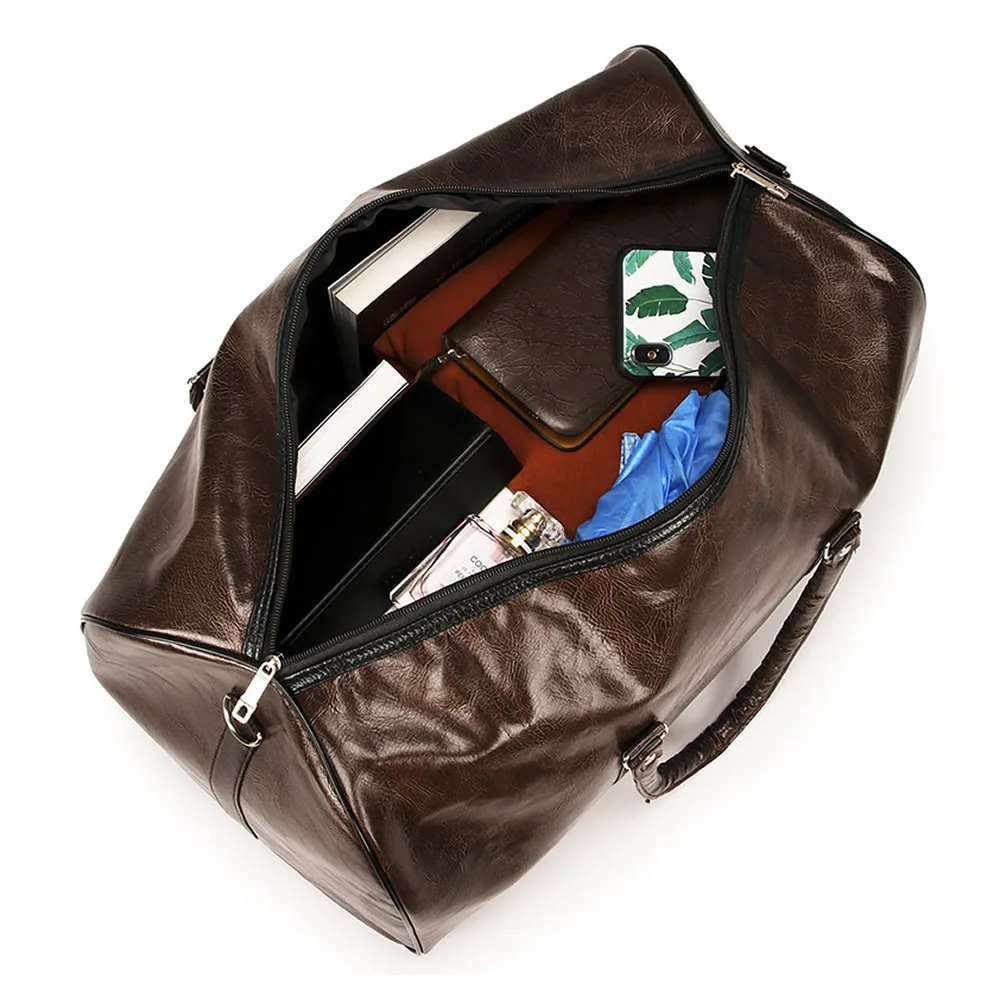 GNWXY Soft Leather Men Women Travel Bag Large Luggage Bags Travel Shoulder Bag Male Female Short-distance Lightweight Duffel Bag