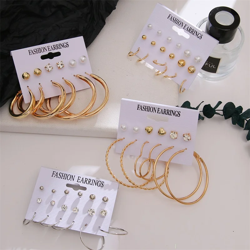 Большие металлические серьги кольца FNIO модные в стиле хип хоп золотого и