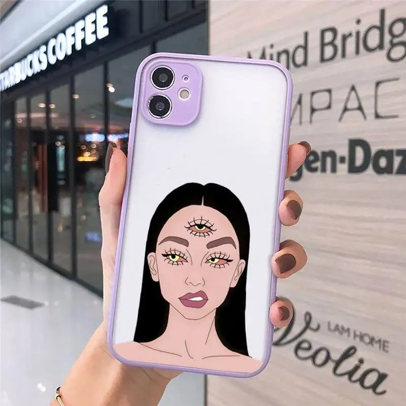 

Devil girl woman smoke eyes luxury Phone Cases shell matte transparent For iphone 7 8 11 12 plus mini x xs xr pro max cover