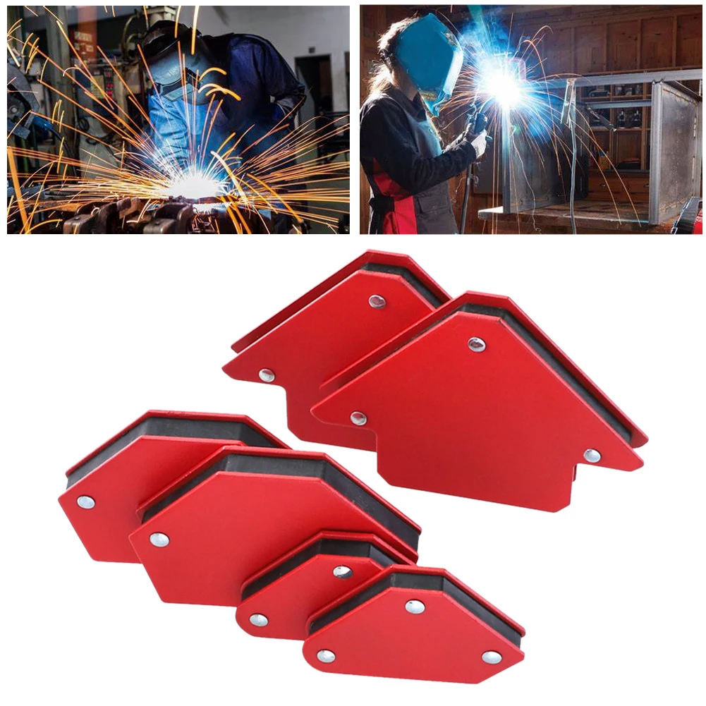 

6pcs Mini Triangle Super Magnetic Welding Locator Home Fixed Angle Without Switch Portable Red Metal Soldering Positioner