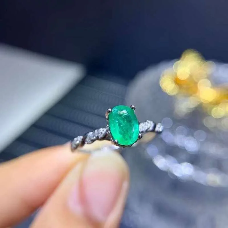 Get Luxurious Big Natural Emerald Ring S925 Silver Natural Emerald  Ring Girl Women’s Party Gift Jewelry