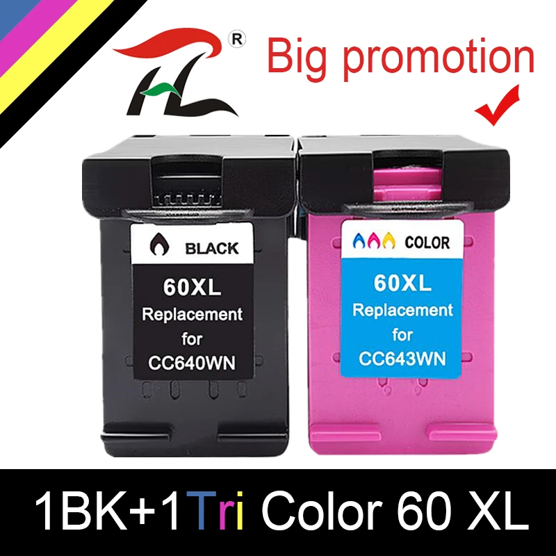 

HTL Ink cartridge 60XL Compatible for hp 60 xl hp60 F2480 F2420 F4480 F4580 F4280 D2660 D2530 D2560 PhotoSmart C4680 printer