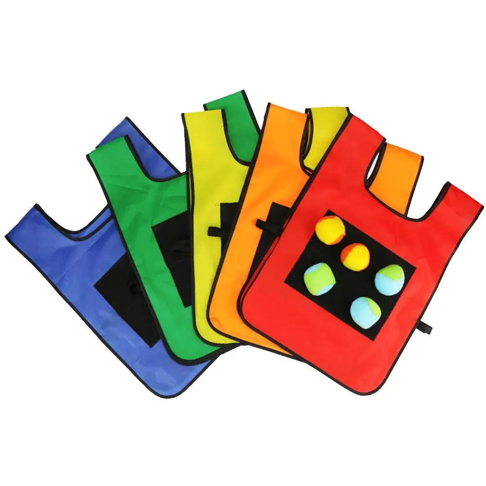 Creative Dodgeball Adhesive Ball Vest Stick Jersey Game Vests with 5 Balls Gym Sports Kids Cloth Kindergarten Outdoor |