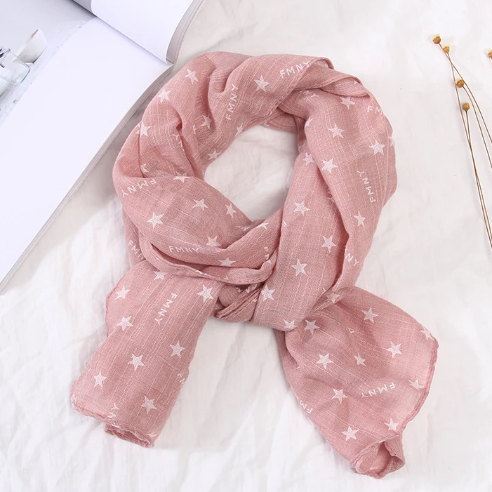 star pi pink Модный детский шарф с принтом короны, весенний хлопковый шейный платок для маленьких мальчиков и девочек, милая теплая шаль, шарфы хиджабы - Цвет: star pi pink