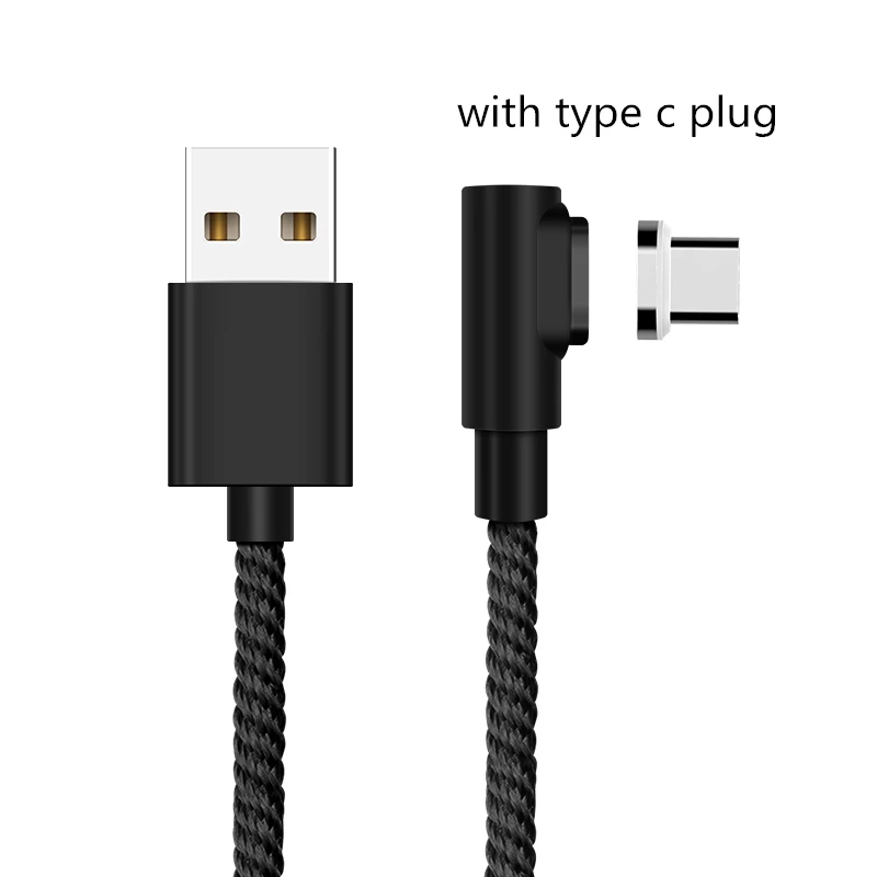 Black Type-C 90 градусов 3A Магнитный кабель Micro USB кабель type C кабель передачи данных для быстрой зарядки для iPhone XS MAX XR SAMSUNG S10 Plus S9+ S8 Note 9 - Цвет: Black Type-C