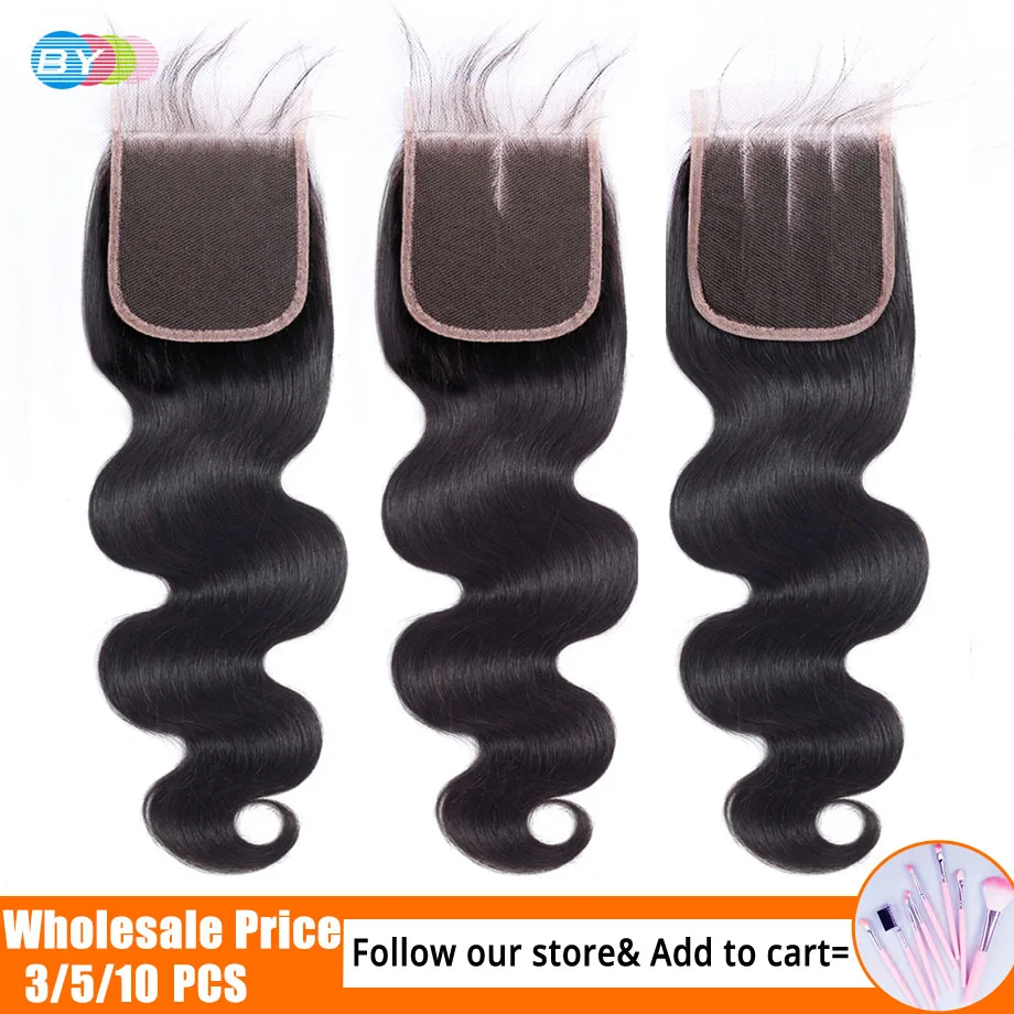 Бразильские человеческие волосы объемная волна 4*4 Кружева Закрытие естественные