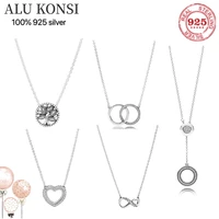 hot sale 100 925 sterling silver fit original pan necklace love heart circle tree shape for women diy jewelry wedding gift