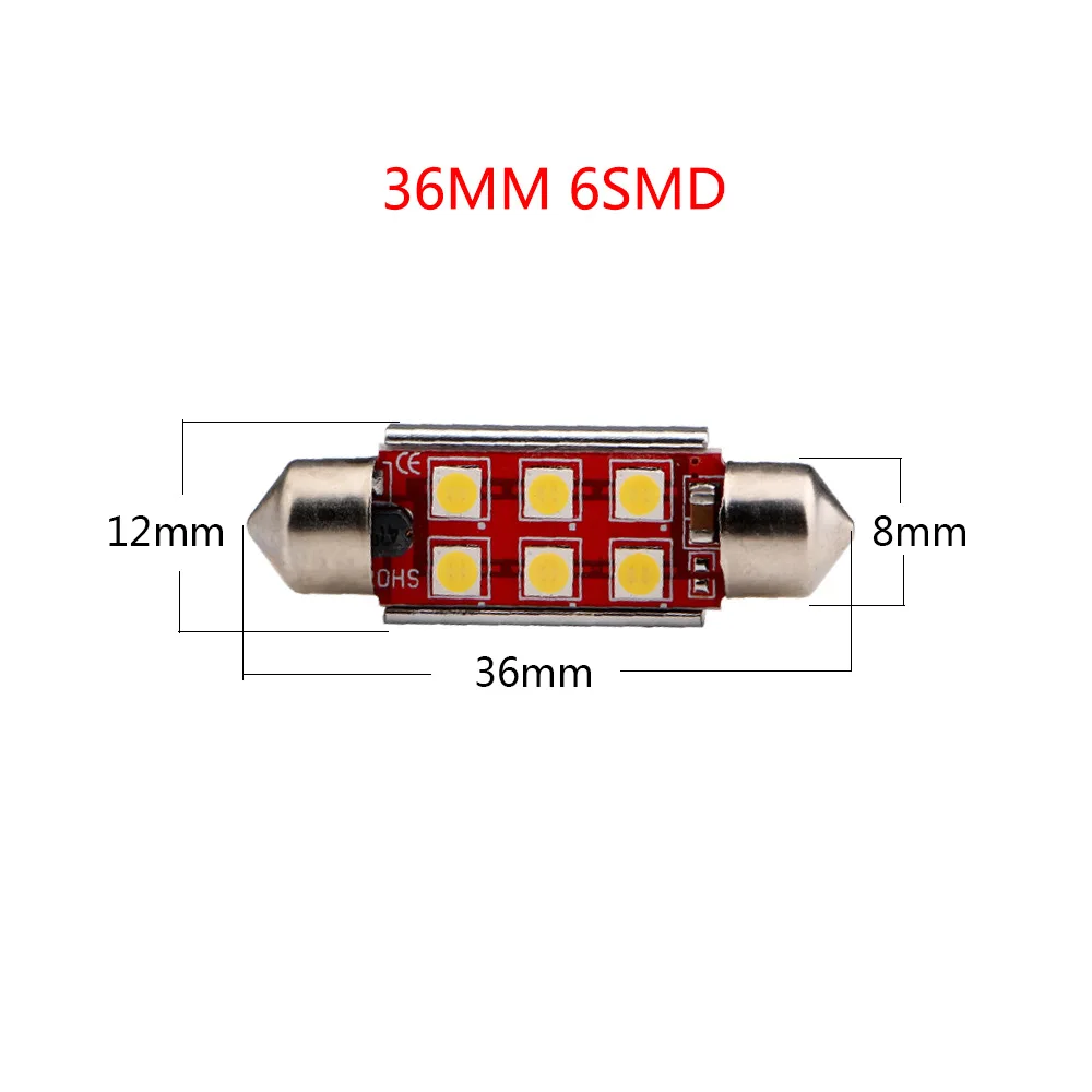2 шт. Автомобильные светодиодные лампы для чтения 3030 6smd 31 36 39 41 мм
