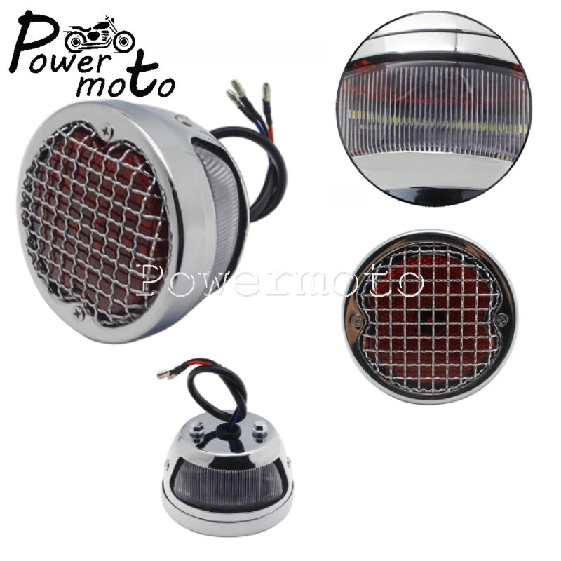 

Grills Cover Round Retor LED Taillight Universal Motorcycle Brake Light Taillight For Harley Bobber Chopper Cafe Racers
