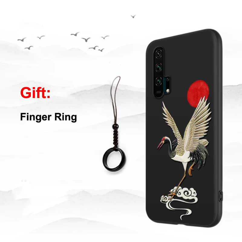 Crane Рельефный чехол для huawei Honor V30 20 Pro 20S Lite 20i V20 3D рельефный мягкий силиконовый матовый противоударный чехол Licoers Официальный чехол - Цвет: Crane