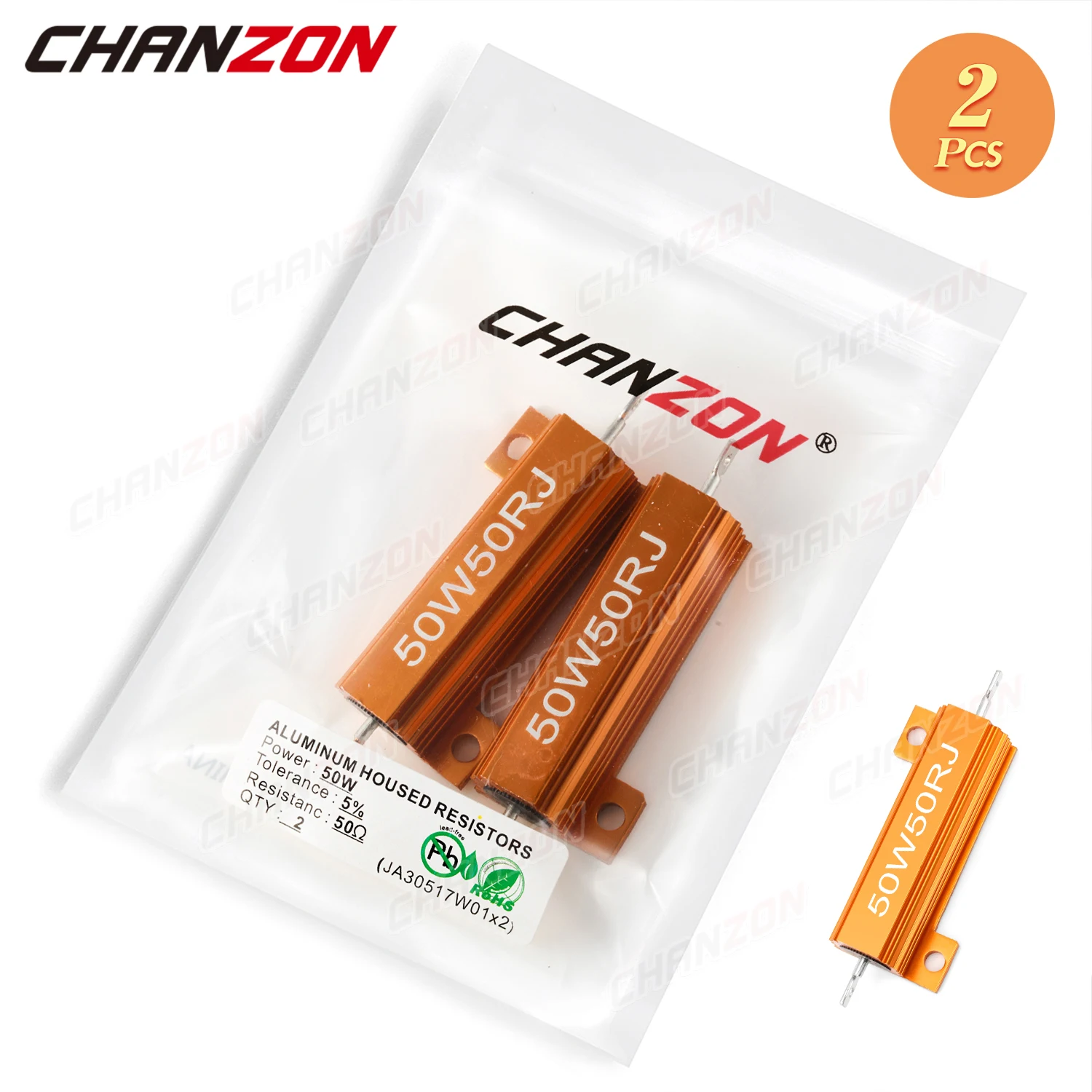 2 Pcs 25W 50W 100W Aluminum High Power Metal Case Wirewound Fixed Resistors 0.01 - 10K Ohm Dummy Load Wire Wound Resistance 1K