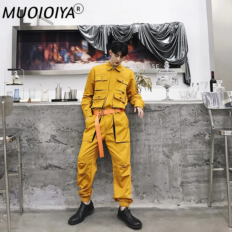 

Новинка 2021, Модный комбинезон, мужские комбинезоны, цельные комбинезоны, Мужская рабочая одежда, брюки, брюки, дизайнерская одежда-карго в с...