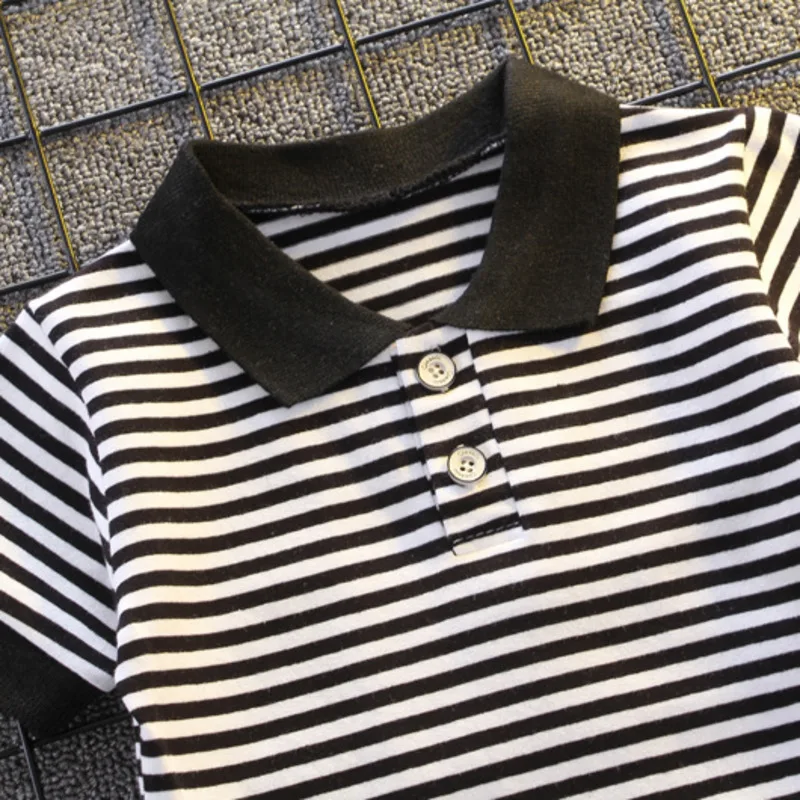 Summer Children Cotton Leisure Baby Boys Clothes Stripe T Shirts Shorts 2Pcs/sets Infant Outfit Kids Fashion Toddler Tracksuits | Детская