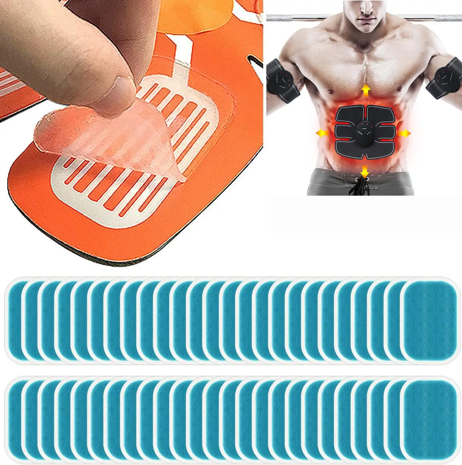 

5/15/25Pair EMS Replacement Gel Pads for EMS Abs Trainer Weight Loss Abdominal Muscle Stimulator Exerciser Replacement Massage