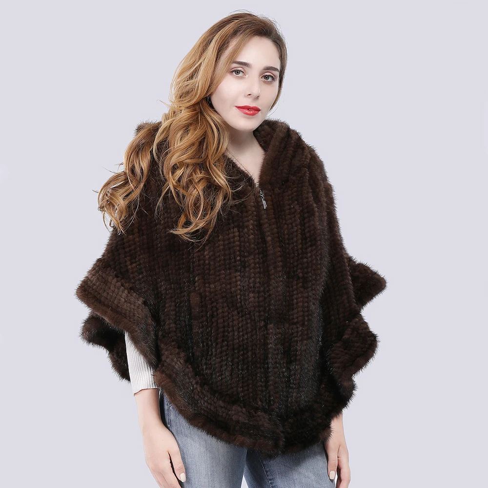 Новинка зимняя женская шаль из натурального меха норки пальто с капюшоном модный