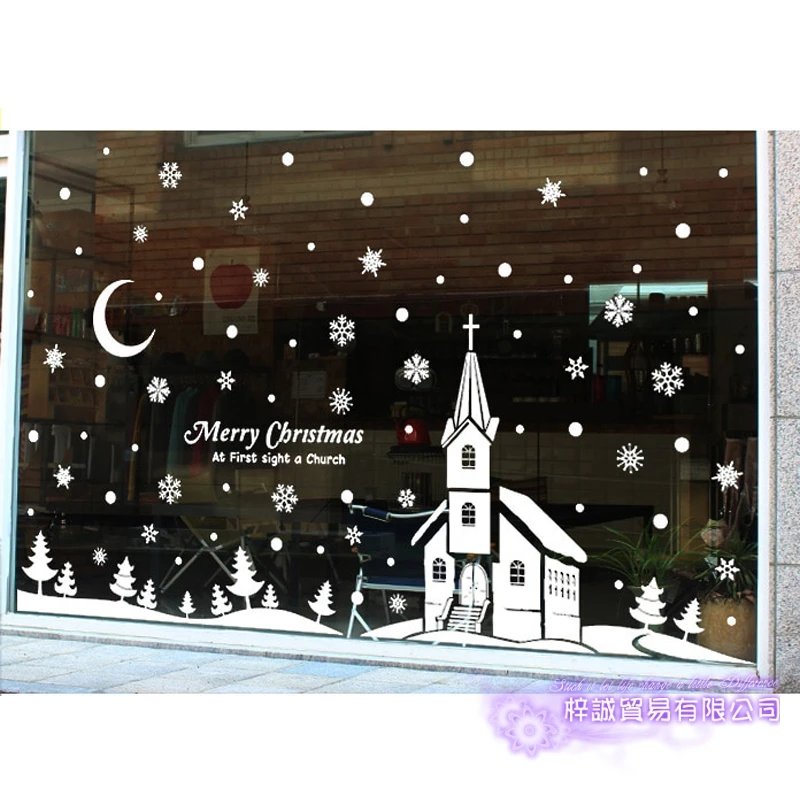 Большой Рождественский стикер X mas наклейка плакаты виниловые наклейки на стены Декор Фреска стекло магазин украшения на окна для дома