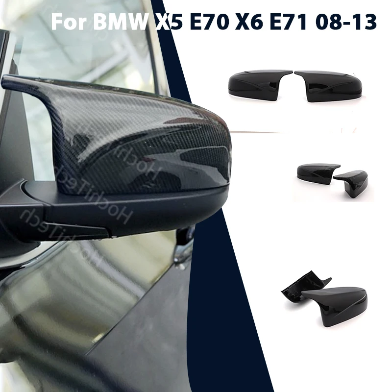 

2pcs modified Excellent Side Wing Rearview Bright black Mirror Cover caps Carbon Fiber Pattern For BMW X5 E70 X6 E71 2008-2013