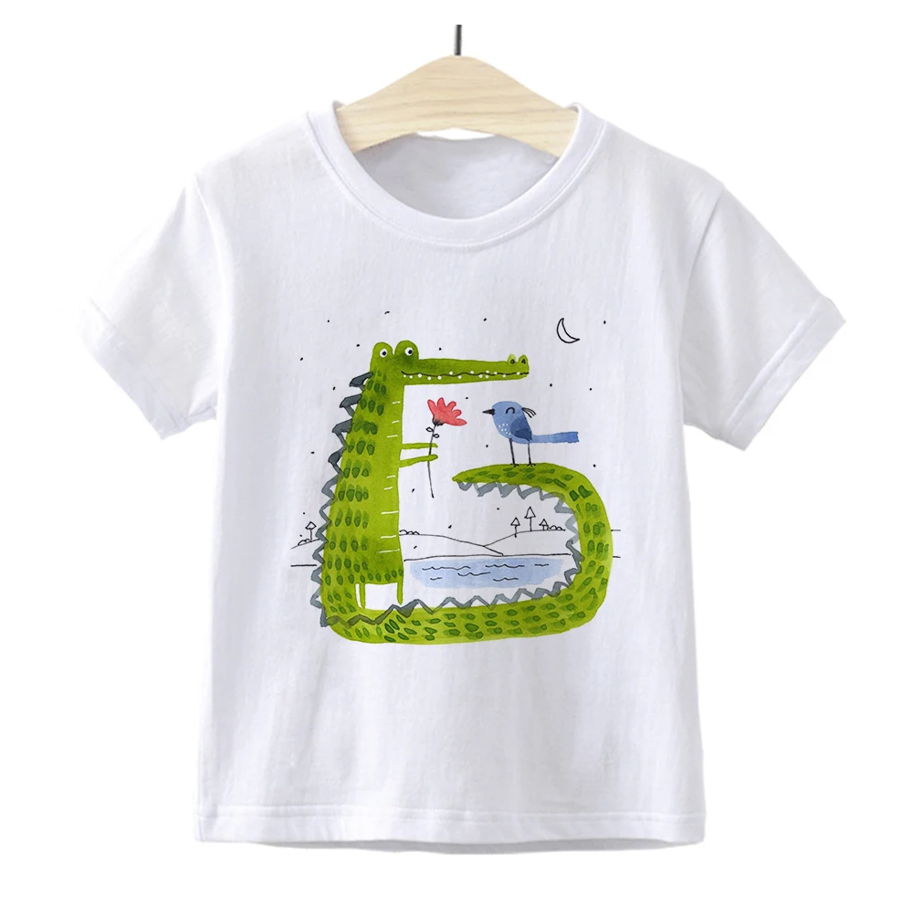 Camiseta de cocodrilo para ni&ntilde;os, Ropa est&eacute;tica Kawaii Harajuku, Ropa de dibujos animados para ni&ntilde;os, camiseta para ni&ntilde;as peque&ntilde;as, env&iacute;o gratis-5