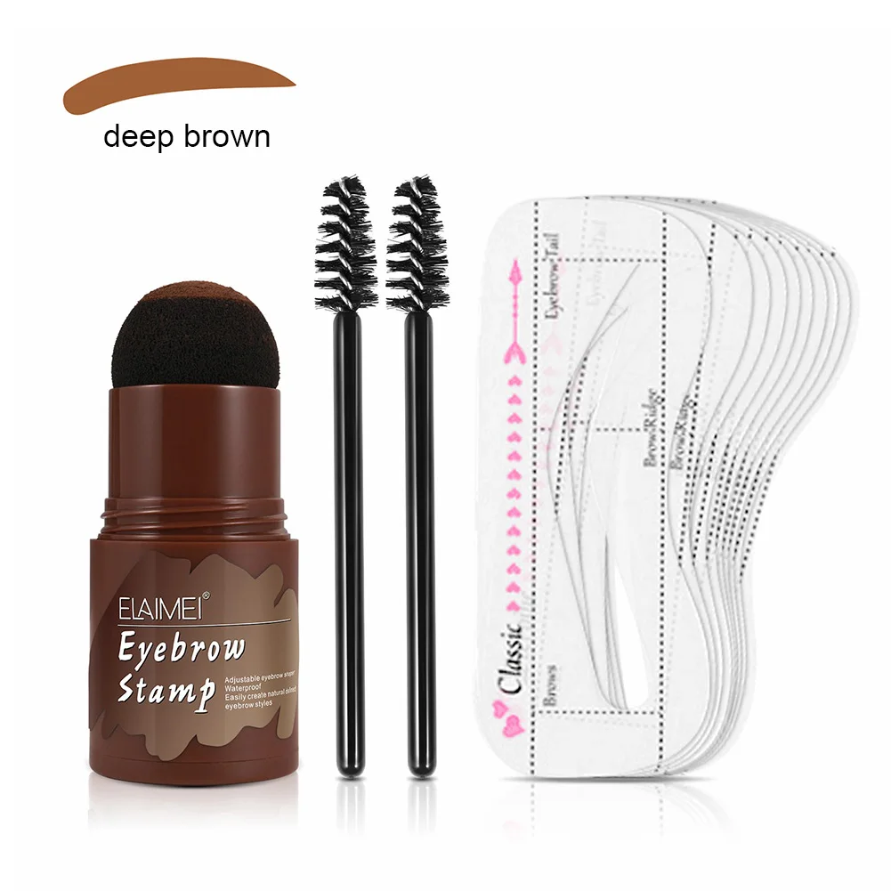 Комплект для формирования бровей Eyebrow Stamp Shaping Kit водостойкий, не оставляет разводов, долговременный, с кистью для определения контура бровей, шаблонами для бровей, порошком для теней и карандашом для волосков.
