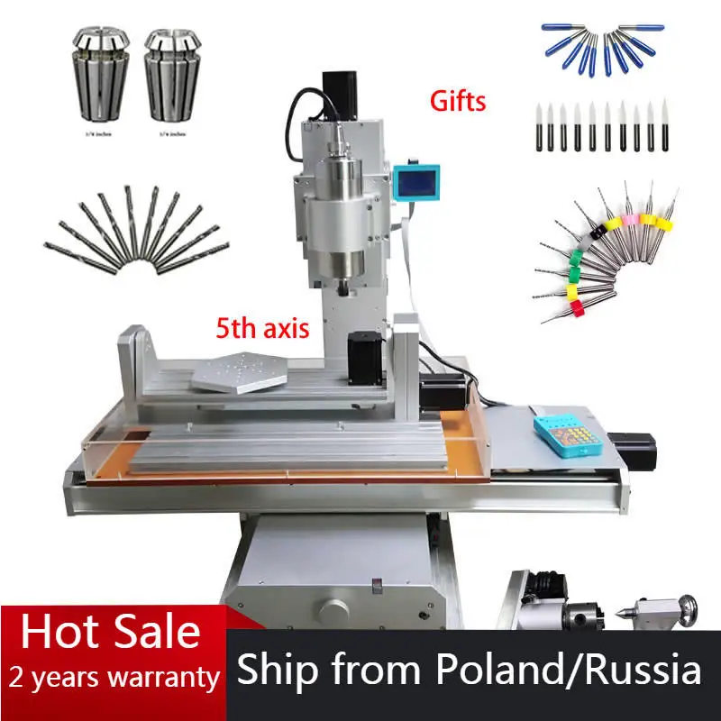 

CNC 6040 5 Axis Wood Router PCB Engraving Machine Pillar Type Aluminum Copper Metal Milling Carving with Cutter Drilling