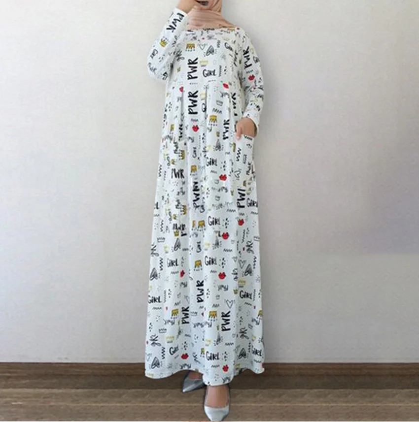 

Женское этническое Платье макси с принтом, абайя, хиджаб, кардиган, кимоно, мусульманское длинное платье, платья, одежда для Рамадана, исламский джеллаба