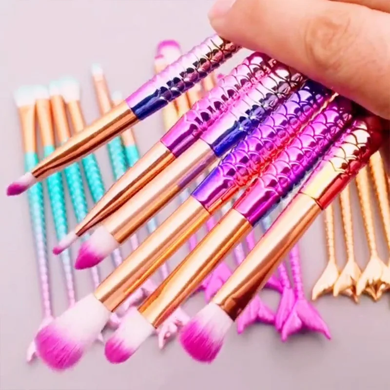 Professional Mermaid Makeup Brushes Set Eye Set Kits Shadow Eyeliner High Quality Makeup Brush Tools Eyebrow Tools Kit