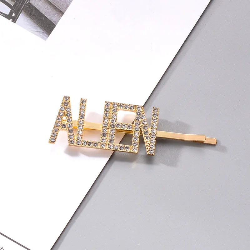 1 шт. да/бриппин золотые буквы для женщин и девушек хрустальные шпильки волос
